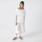 Lacoste camiseta de algodão premium com gola redonda mulheres branco 001 88BL2590