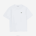 Lacoste camiseta de algodão premium com gola redonda mulheres branco 001 88BL2590 - Image 5