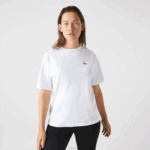 Lacoste camiseta de algodão premium com gola redonda mulheres branco 001 88BL2590 - Image 7