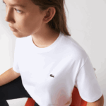 Lacoste camiseta de algodão premium com gola redonda mulheres branco 001 88BL2590 - Image 9