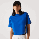 Lacoste camiseta de bandas estampada folgada mulheres azul k1q 88BL2546
