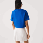 Lacoste camiseta de bandas estampada folgada mulheres azul k1q 88BL2546 - Image 3