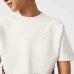 Lacoste camiseta de bandas estampada folgada mulheres branco 70v 88BL2547 - Image 4