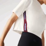 Lacoste camiseta de bandas estampada folgada mulheres branco 70v 88BL2547 - Image 6