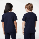 Lacoste camiseta de jérsei de algodão gola redonda crianças azul marinho 166 88BL2998 - Image 3
