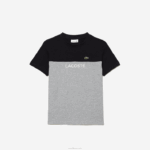 Lacoste camiseta de jérsei de algodão orgânico colorblock crianças chine azul marinho e6a 88BL3015