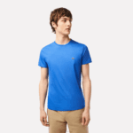 Lacoste camiseta de jérsei de algodão pima decote careca homens azul kxb 88BL35