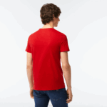 Lacoste camiseta de jérsei de algodão pima decote careca homens vermelho 240 88BL664 - Image 3