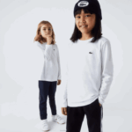 Lacoste camiseta de jérsei de gola redonda crianças branco 001 88BL3140