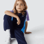 Lacoste camiseta de tênis color block esportiva crianças azul marinho roxo branco azul 5xj 88BL3153
