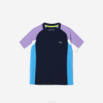 Lacoste camiseta de tênis color block esportiva crianças azul marinho roxo branco azul 5xj 88BL3153 - Image 3