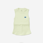 Lacoste camiseta de tênis esportiva justa mulheres amarelo 6gd 88BL2560 - Image 4