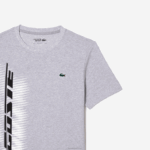 Lacoste camiseta esportiva regular fit com marca contrastante homens chine cinza cca 88BL94 - Image 5