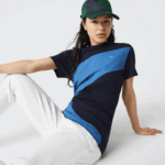 Lacoste camiseta esportiva x theo curin com estampa mulheres azul marinho branco vll 88BL944 - Image 2