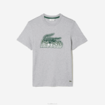 Lacoste camiseta estampada em jersey de algodão homens chine cinza cca 88BL66 - Image 4
