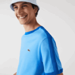 Lacoste camiseta gola contrastante regular fit homens azul 4x 88BL856