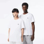 Lacoste camiseta gola redonda de algodão orgânico homens branco 001 88BL95