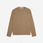 Lacoste camiseta lounge manga longa homens hja castanho claro 88BL263