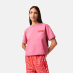 Lacoste camiseta oversized em jersey de algodão mulheres rosa 2r3 88BL2428