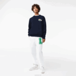 Lacoste camisola de algodão orgânico distintivo homens azul marinho 166 88BL988 - Image 2