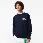 Lacoste camisola de algodão orgânico distintivo homens azul marinho 166 88BL988