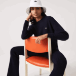 Lacoste camisola de lã gola redonda mulheres azul marinho 166 88BL2639