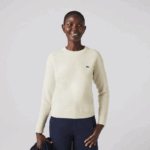 Lacoste camisola de lã gola redonda mulheres branco 70v 88BL2640