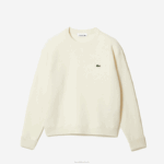 Lacoste camisola de lã gola redonda mulheres branco 70v 88BL2640 - Image 5