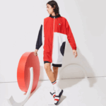 Lacoste capa de chuva oversized esportiva edição francesa do espírito esportivo homens azul marinho vermelho branco db3 88BL1299