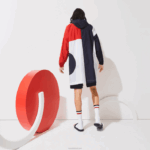 Lacoste capa de chuva oversized esportiva edição francesa do espírito esportivo homens azul marinho vermelho branco db3 88BL1299 - Image 3