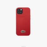 Lacoste capa iphone 14 plus com efeito petit pique homens azul marinho marrom 883 88BL2225