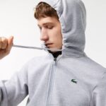 Lacoste capuz de painéis de malha esportiva homens chines cinza claro 9ya 88BL1018 - Image 2