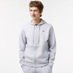 Lacoste capuz de painéis de malha esportiva homens chines cinza claro 9ya 88BL1018