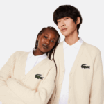 Lacoste cardigã de algodão orgânico com decote em V homens branco xfj 88BL492 - Image 2
