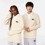 Lacoste cardigã de algodão orgânico com decote em V homens branco xfj 88BL492