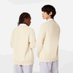 Lacoste cardigã de algodão orgânico com decote em V homens branco xfj 88BL492 - Image 3