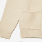 Lacoste cardigã de algodão orgânico com decote em V homens branco xfj 88BL492 - Image 5