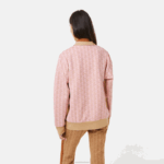 Lacoste cardigã solto com estampa de monograma mulheres rosa claro bege nxg 88BL2634 - Image 3