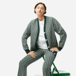 Lacoste cardigã solto com estampa de monograma mulheres verde bege 7m4 88BL2635