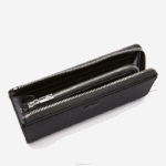 Lacoste carteira chantaco em couro piquê fosco com zíper mulheres preto 000 88BL2827 - Image 3
