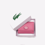 Lacoste carteira de fechamento de aba de couro de grão superior mulheres reseda l39 88BL2807 - Image 3