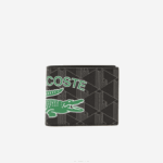 Lacoste carteira dobrável com estampa monograma the blend homens mono noir gris estragon l83 88BL1997