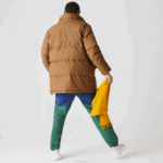 Lacoste casaco puffer longo com capuz destacável homens marrom z0w 88BL1318 - Image 3