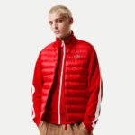 Lacoste colete repelente de água acolchoado homens vermelho 240 88BL1250