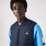 Lacoste colete reversível acolchoado esportivo homens roxo azul marinho se3 88BL386