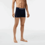 Lacoste Conjunto de 3 cuecas boxer com estampa de logo homens chines cinza azul marinho 9zu 88BL446 - Image 2
