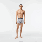 Lacoste Conjunto de 3 cuecas boxer com estampa de logo homens chines cinza azul marinho 9zu 88BL446
