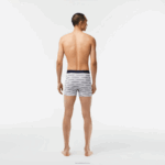 Lacoste Conjunto de 3 cuecas boxer com estampa de logo homens chines cinza azul marinho 9zu 88BL446 - Image 3