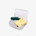 Lacoste conjunto de caixa de pijama de brinquedo e algodão orgânico crianças lombo cinza amarelo 8 lb 88BL2983