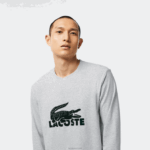 Lacoste conjunto de pijama longo de veludo logo homens azul marinho cinza chine verde vxd 88BL1457 - Image 2